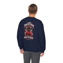 Crewneck Sweatshirt — "I Will Fight The Good Fight" Christian Scripture Graphic