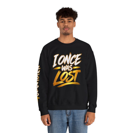 Crewneck Sweatshirt — “I Once Was Lost, And Now I’m Found” Christian Luke 19:10