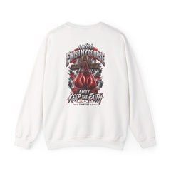 Crewneck Sweatshirt — "I Will Fight The Good Fight" Christian Scripture Graphic