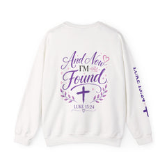 Christian Crewneck Sweatshirt — "I Once Was Lost, And Now I'm Found" (Luke 15:24)