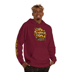 Friendship 'Iron Sharpens Iron' Hoodie – Inspirational Christian Graphic Pullover