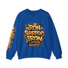 Crewneck Sweatshirt — "Iron Sharpens Iron" Friendship Graphic (Proverbs 27:17)