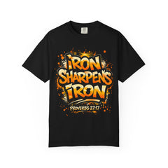 Iron Sharpens Iron T-Shirt — Friendship Scripture Graphic (Proverbs 27:17)