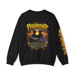 Crewneck Sweatshirt — "Iron Sharpens Iron" Friendship Graphic (Proverbs 27:17)