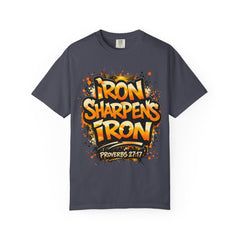 Iron Sharpens Iron T-Shirt — Friendship Scripture Graphic (Proverbs 27:17)