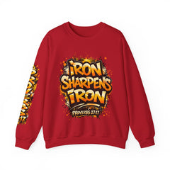Crewneck Sweatshirt — "Iron Sharpens Iron" Friendship Graphic (Proverbs 27:17)