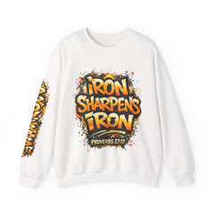 Crewneck Sweatshirt — "Iron Sharpens Iron" Friendship Graphic (Proverbs 27:17)
