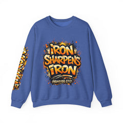 Crewneck Sweatshirt — "Iron Sharpens Iron" Friendship Graphic (Proverbs 27:17)