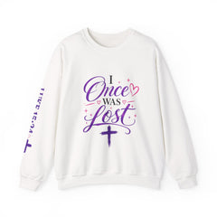 Christian Crewneck Sweatshirt — "I Once Was Lost, And Now I'm Found" (Luke 15:24)